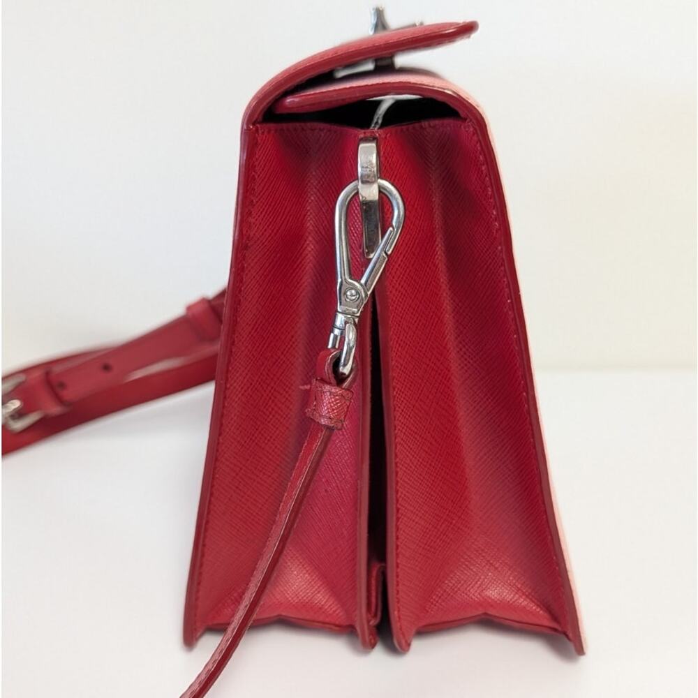 Prada Saffiano Leather Shoulder Bag Limited Edition Pop Art Portrait Red/Pink - Picture 6 of 16